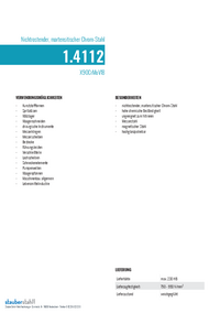 Werkstoff 1.4112/X90CrMoV18 Edelstahl Datenblatt